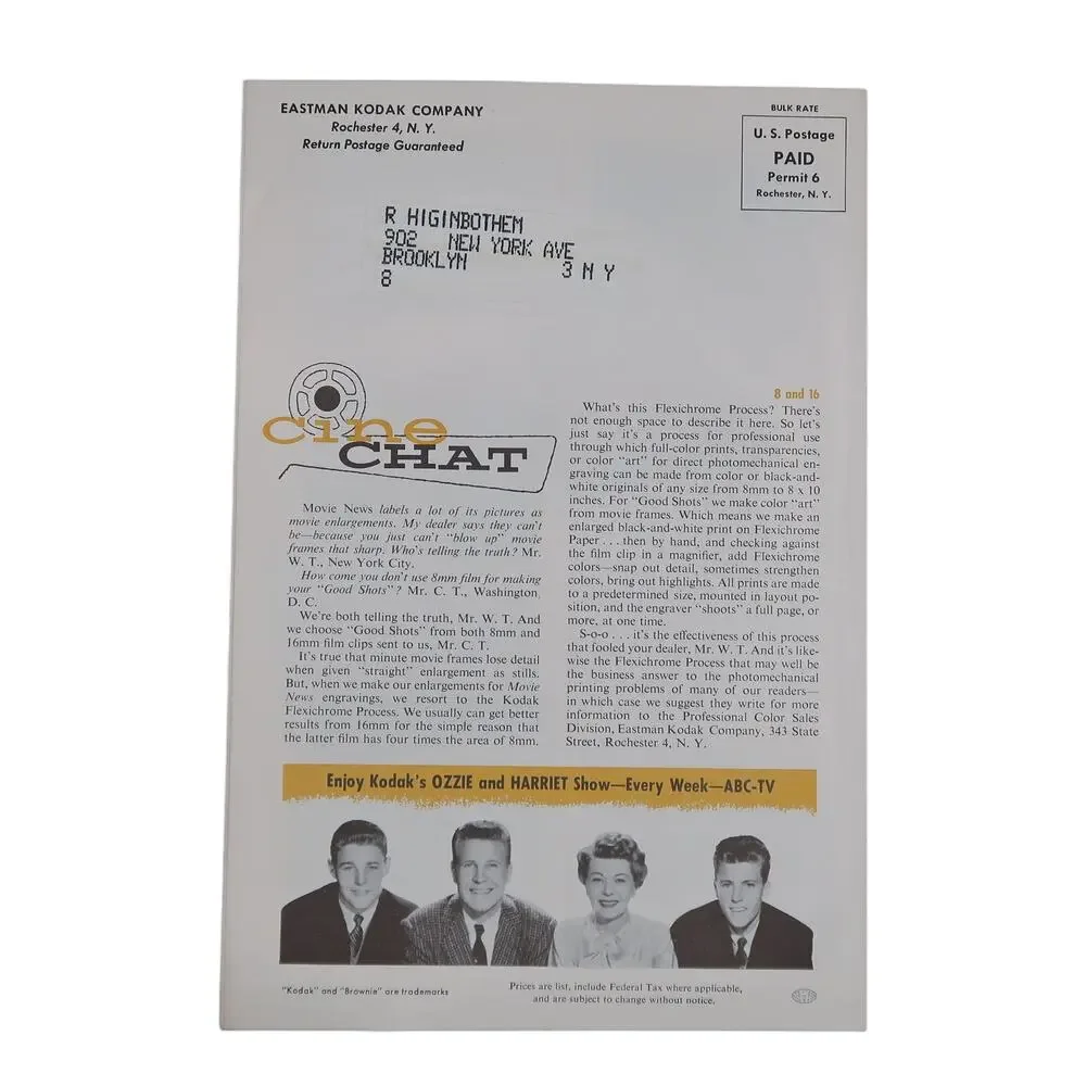 Kodak Movie News Magazine Booklet Set of Four (4) 1956 Eastman Kodak